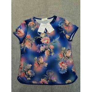 LYXSSBYX Print Pink Flower Floral Women Summer Top...