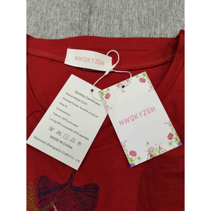 NWQKYZGH Short-Sleeved T-Shirts Red