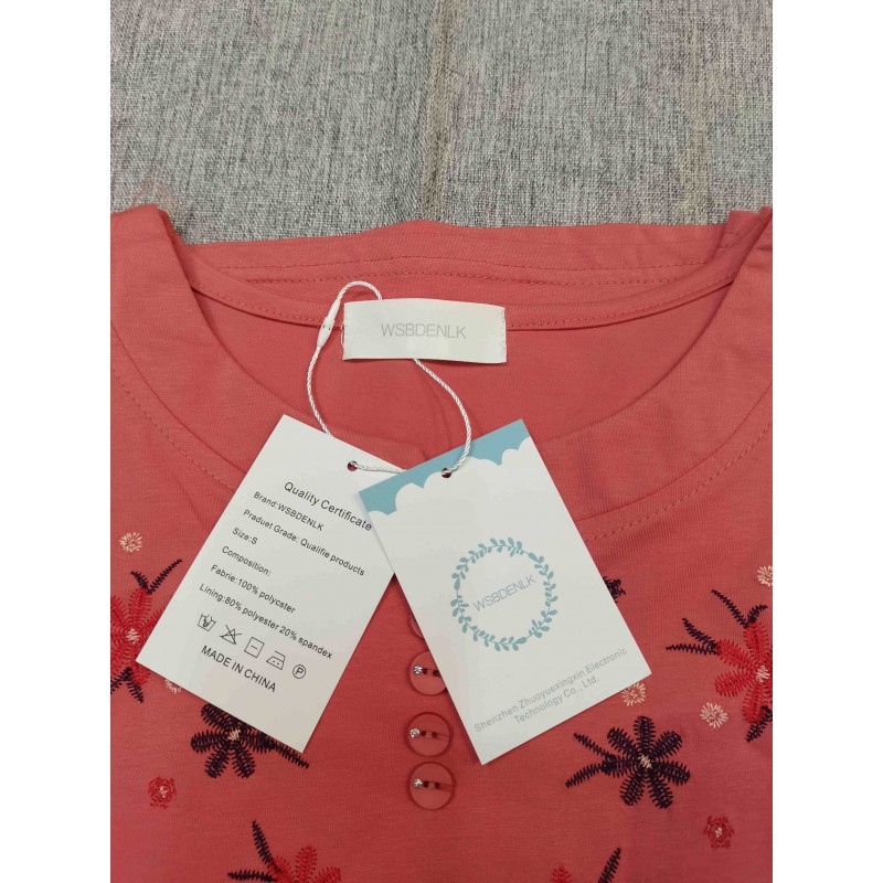 WSBDENLK Women's Blouse Short-Sleeved Shirts Top Red