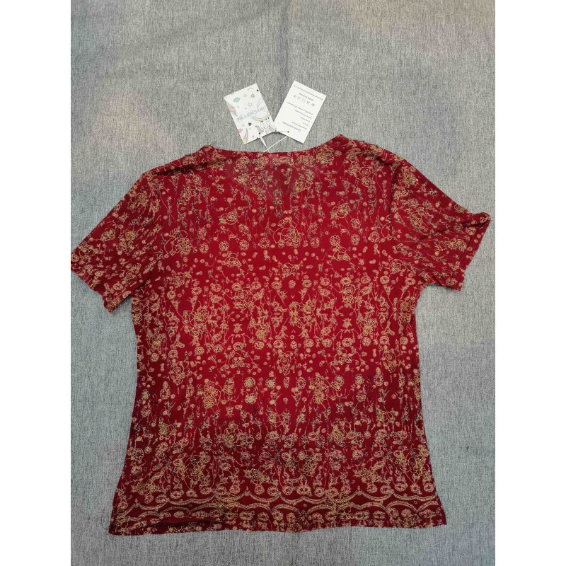 WXLWZYWL Women Blouse Short-Sleeve Shirt Top Red