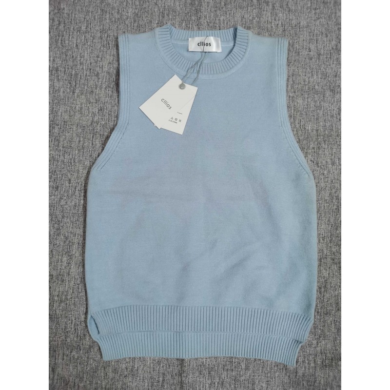 blue knitted vest