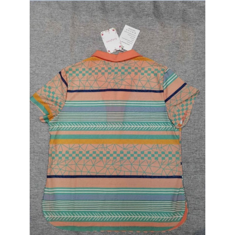 Entyinea short-sleeved blouse shirts Orange green 