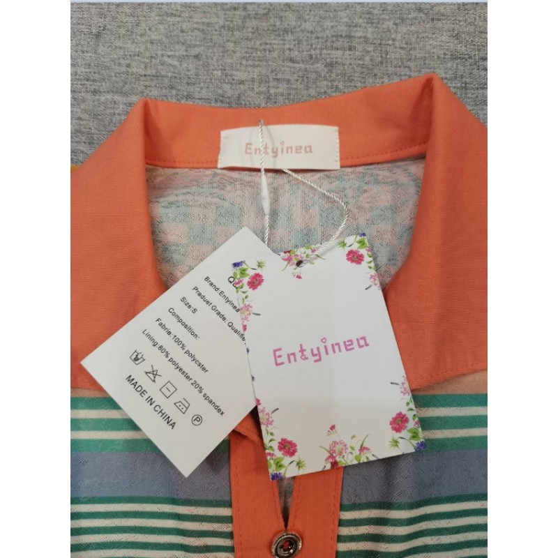 Entyinea short-sleeved blouse shirts Orange green 