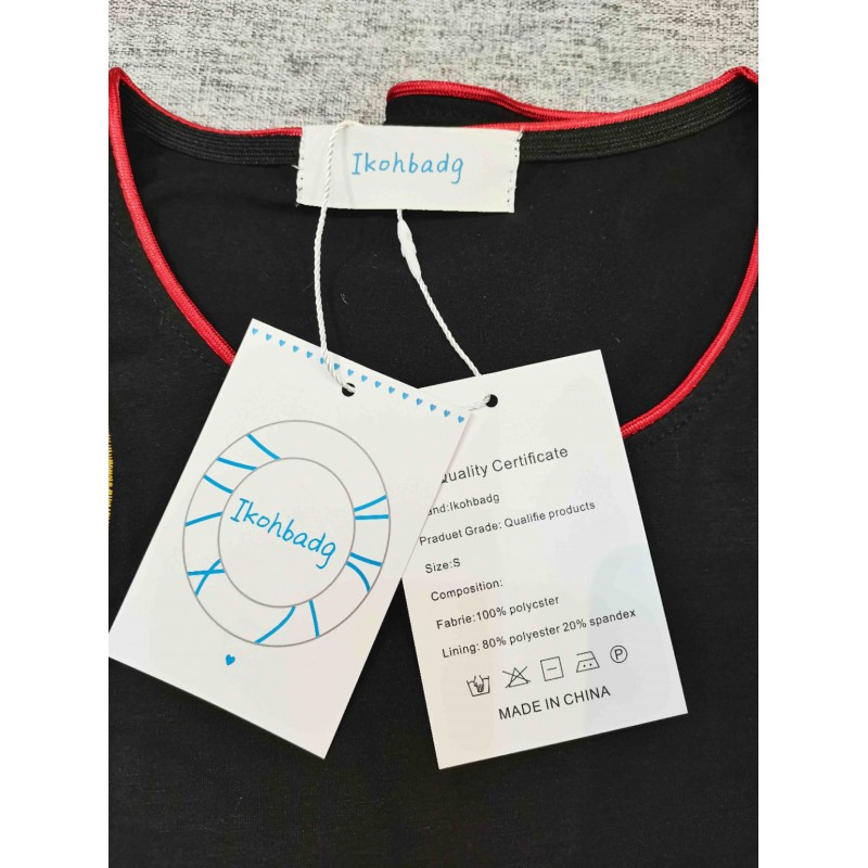 Ikohbadg cheongsams short-sleeved T-shirts blouse black