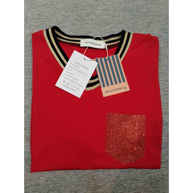 shaozheny short-sleeved blouse shirts Red