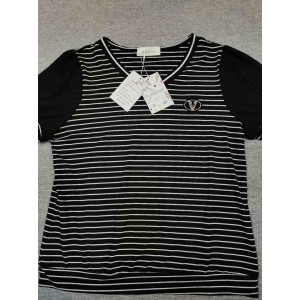 Tuinofas short-sleeved blouse shirts Black white s...