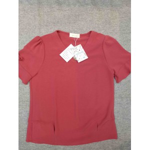 Wkyxk short-sleeved blouse shirts Red