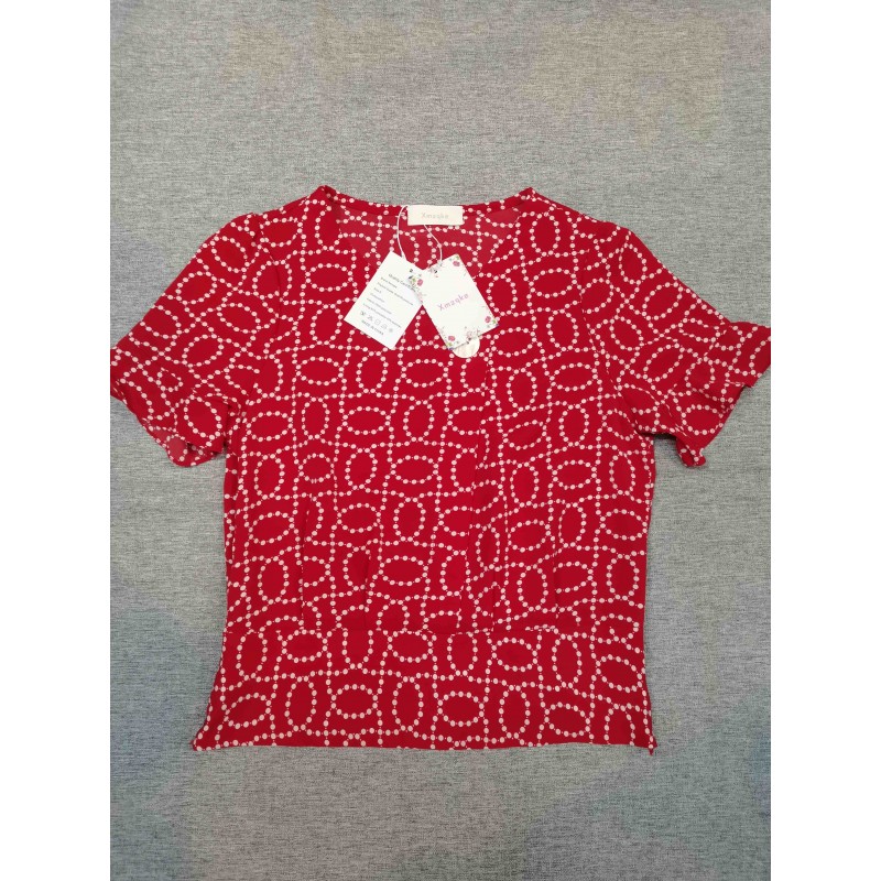 Xmzqke short-sleeved blouse shirts Red