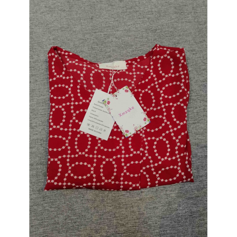 Xmzqke short-sleeved blouse shirts Red