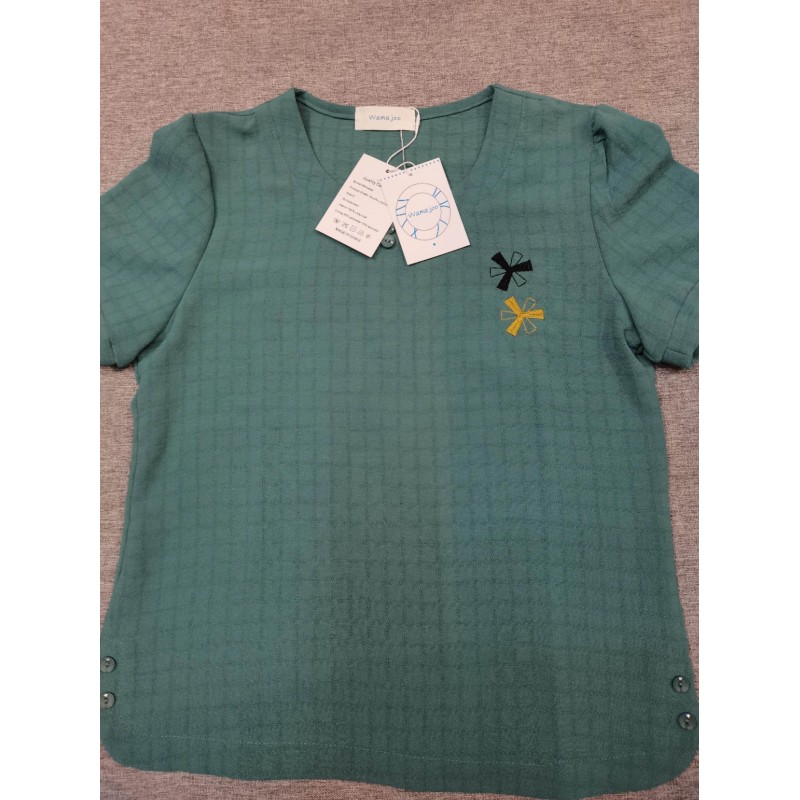 Wamejoo short-sleeved blouse shirts green 