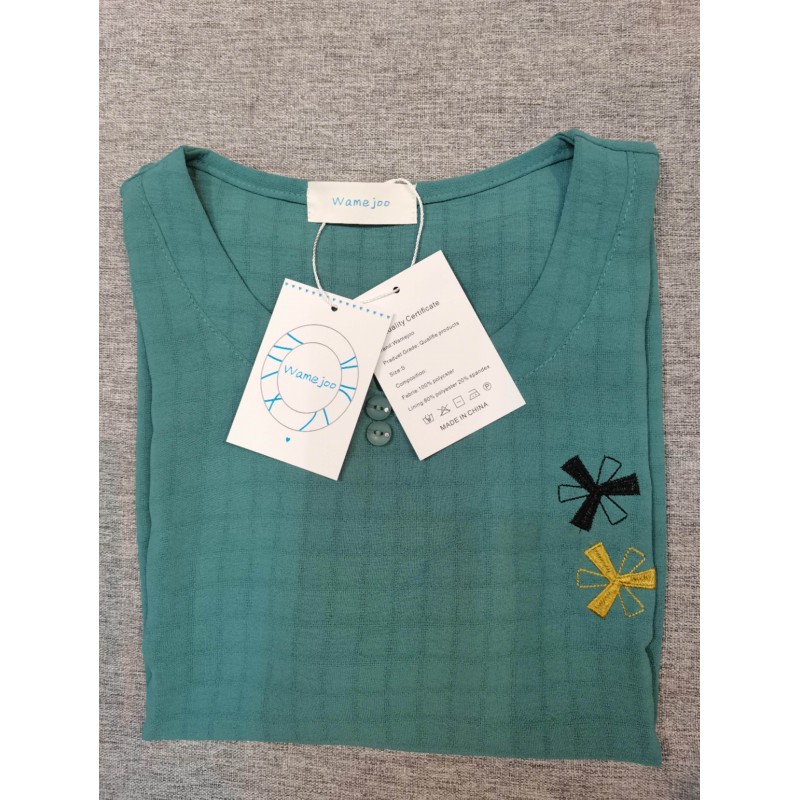 Wamejoo short-sleeved blouse shirts green 