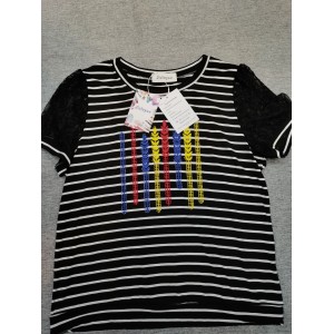 Jielayou Women's Short Sleeve Striped Tee Shirt To...