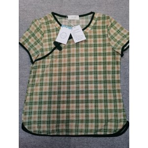 JKLOP Women Short Sleeve Plaid Printed Cheongsam