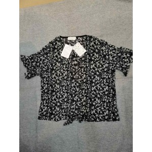 LFEOOST Women Short Sleeve Floral Pattern Blouse