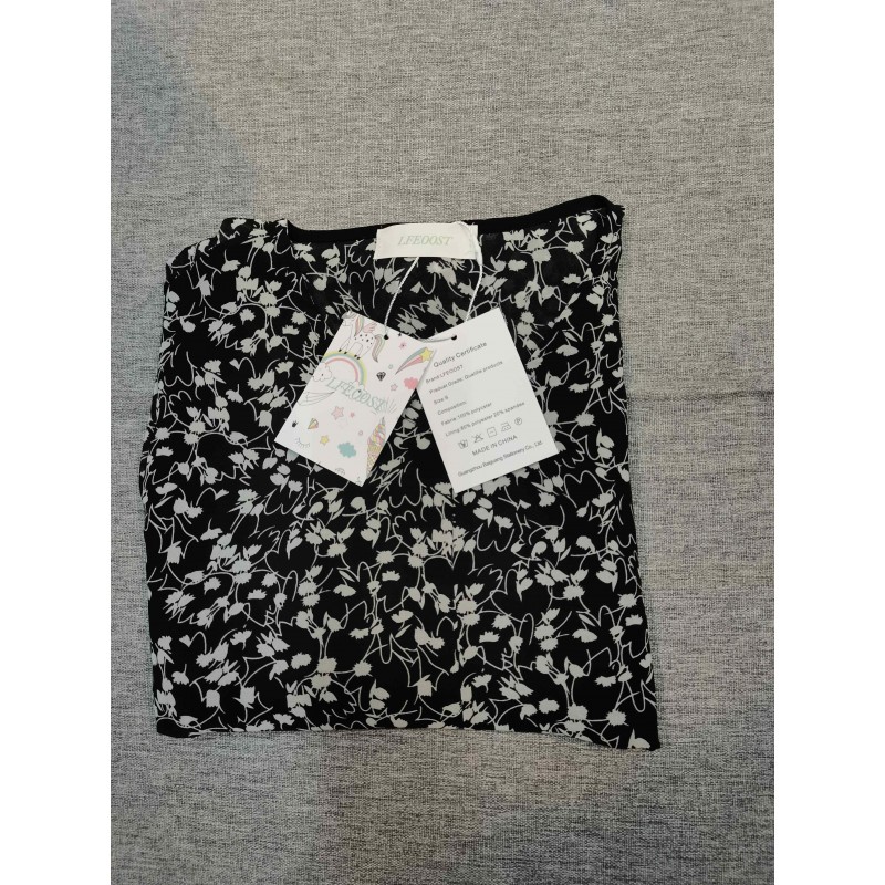 LFEOOST Women Short Sleeve Floral Pattern Blouse