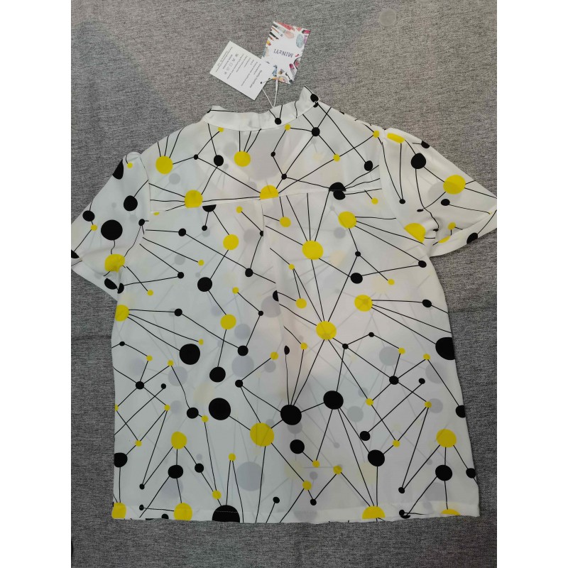 MINzYI Women's Polka Dots Short Sleeve Tunic Tops Summer Casual Blouse Shirt