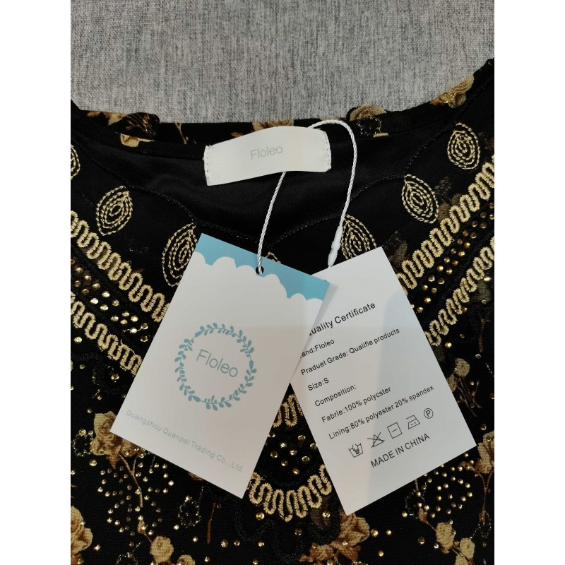 Floleo Women's Floral Print Tops Long Sleeve T-Shirt Blouses Black