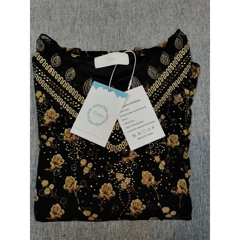 Floleo Women's Floral Print Tops Long Sleeve T-Shirt Blouses Black