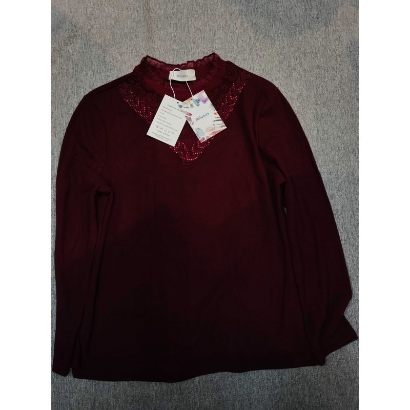 Miluxas Women's Tops Long Sleeve T Shirt Blouses Red