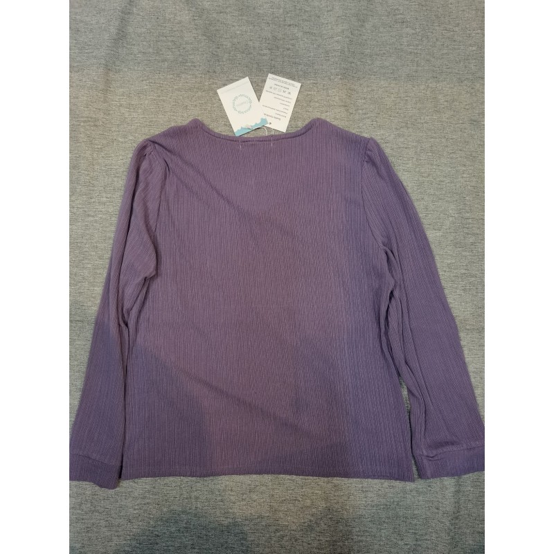 Osailou Women's Knit Shirts Crewneck Long Sleeve Casual Blouses Plain Button Lightweight Pullover Purple