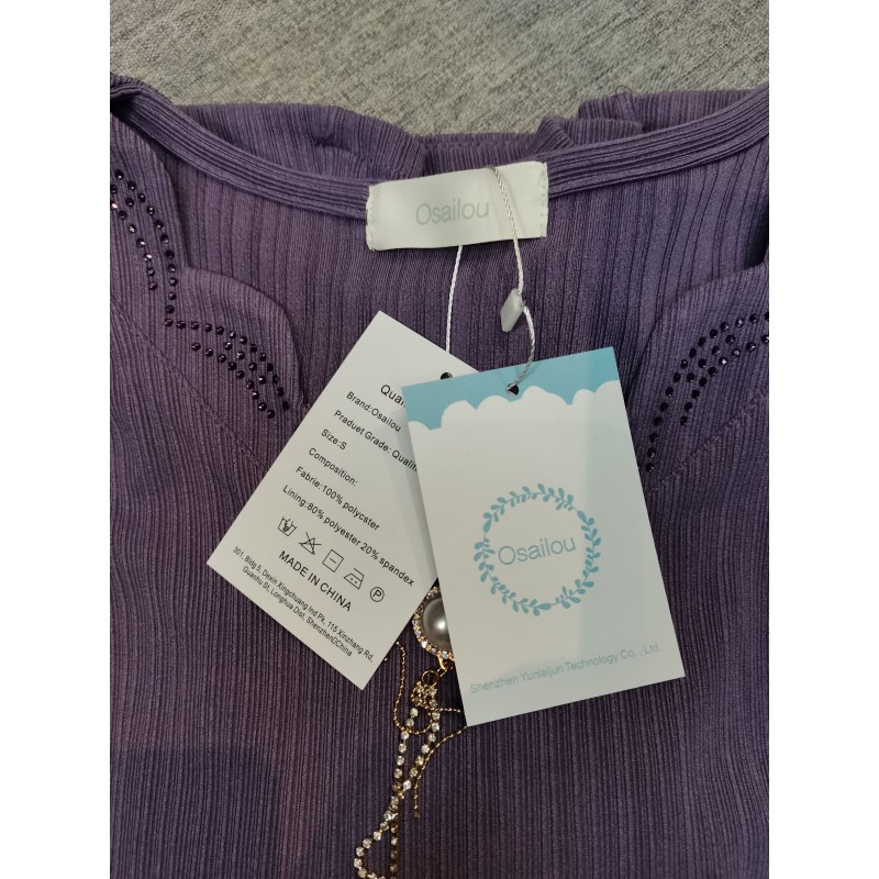 Osailou Women's Knit Shirts Crewneck Long Sleeve Casual Blouses Plain Button Lightweight Pullover Purple