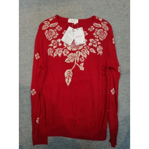 QONAOS Women's Knit Floral Print Sweater Crewneck ...