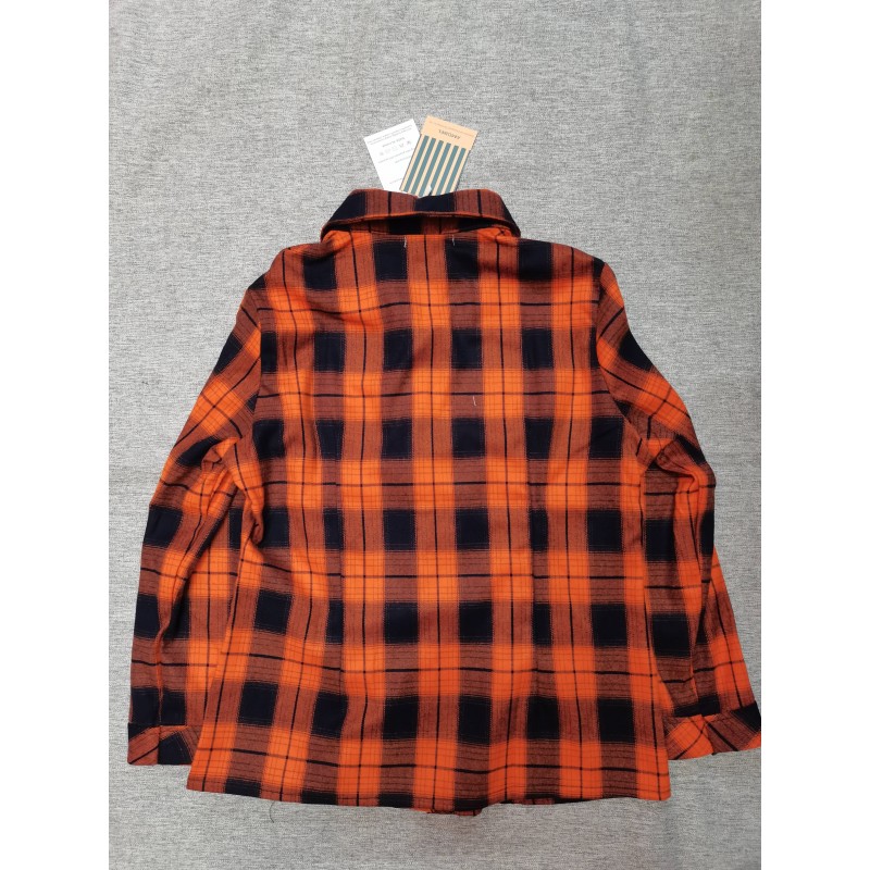 AMDBEL Women's Long Sleeve Collar Long Button Down Plaid Shirt Blouse Tops Orange