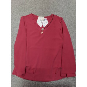 bozmiai Women's Blouse V Neck Long-Sleeve Woven T ...