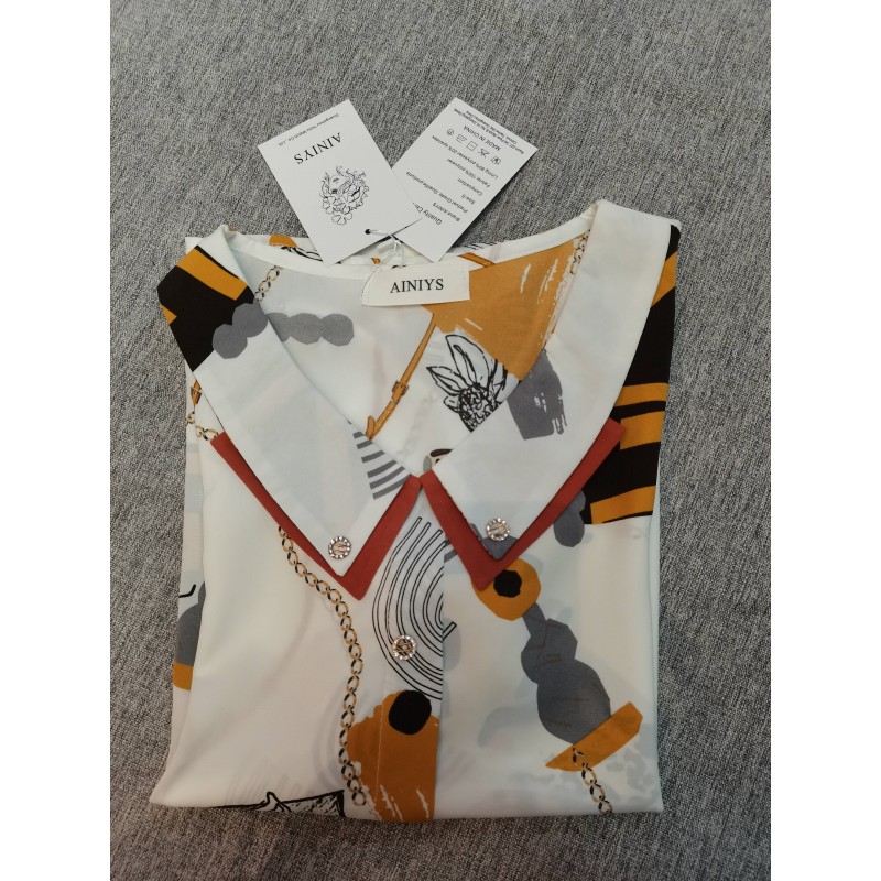 AINIYS Women's Floral Print Tops Short-Sleeved V Neck Tee Shirt Blouse Top
