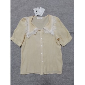 BDDVIQNN Womens Tops Elegant Lace Summer Short Sle...