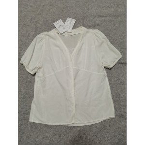JAHIHAU Women Lantern Short Sleeve Button Shirts T...