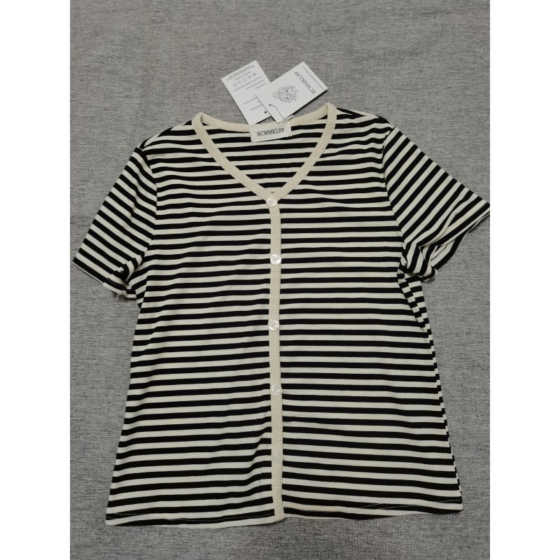 BCMMKLPP Women's Short Sleeve Striped T-Shirt Tee Shirt Tops Slim Fit Blouses