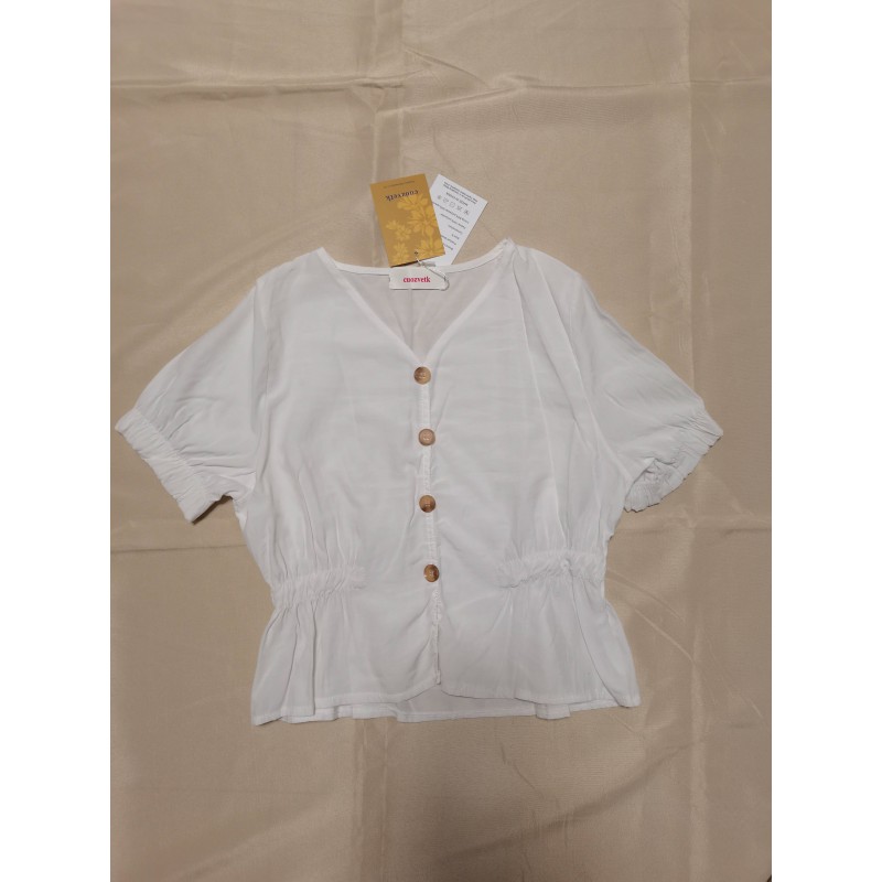 cuozvetk Womens Tops Elegant Summer Lantern Short Sleeve Tunic Button Up Blouse Shirts