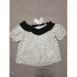 Czzoypi Womens Tops Polka Dots Blouse Lantern Shor...