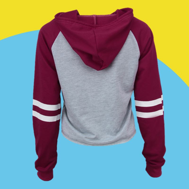Amazon express Europe and the United States new letter printing color contrast hooded sweater women's autumn and winter wear Plush loose top