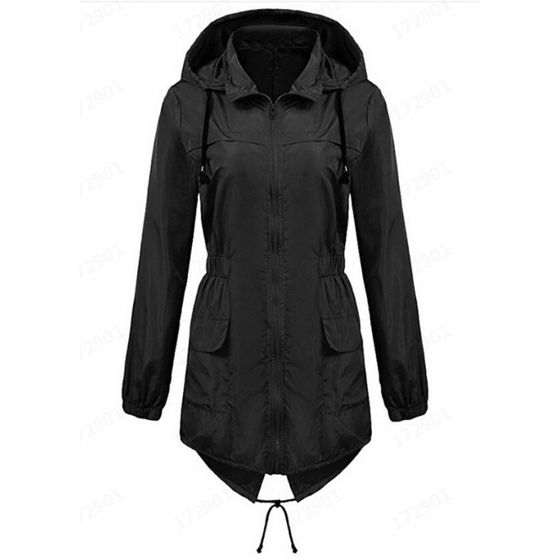 Amazon's new waterproof lightweight raincoat with hood and waist retraction outdoor windbreaker mountaineering suit, women's jacket