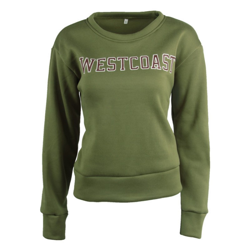 Amazon express European and American new casual letter printed sweater women's autumn and winter wear Plush crew neck top