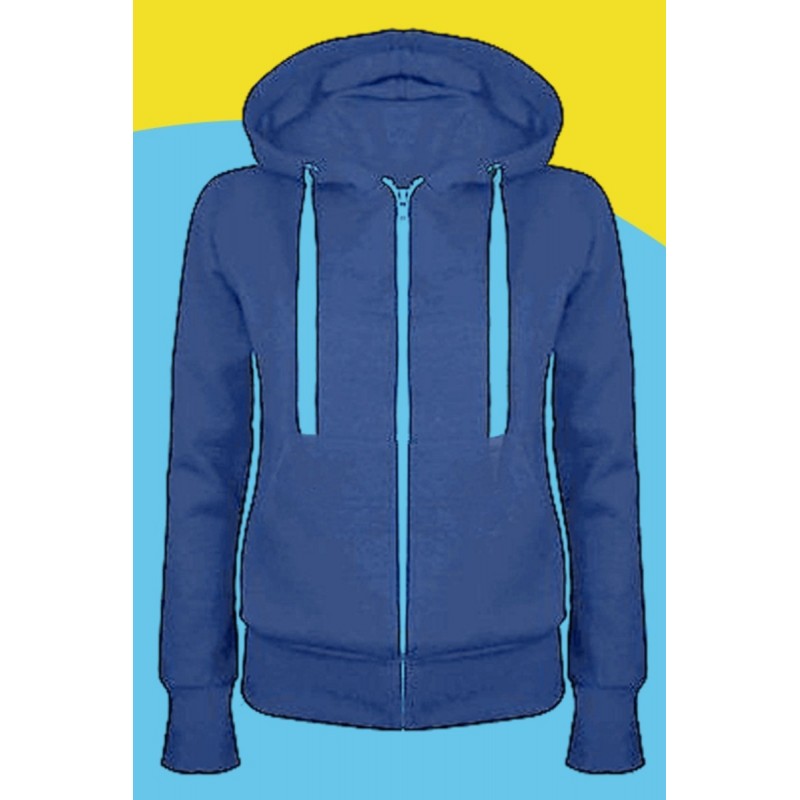 Amazon express Europe and America new solid color hooded sweater women's autumn and winter wear Plush slim drawstring cardigan coat