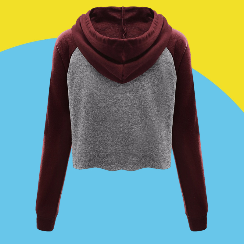 Amazon express Europe and the United States new color contrast casual hooded sweater women's autumn and winter wear loose thin jacket