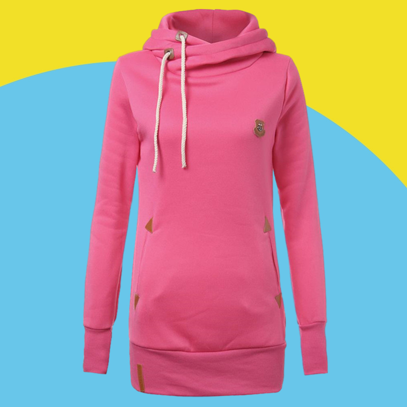 Amazon sells European and American new casual badge hooded sweater women's autumn and winter wear Plush drawstring slim top