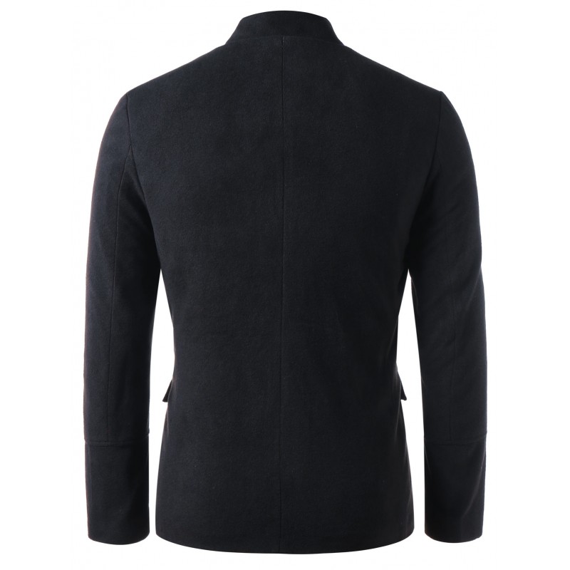 Amazon new men's stand collar double breasted zipper woolen suit coat windbreaker 9949