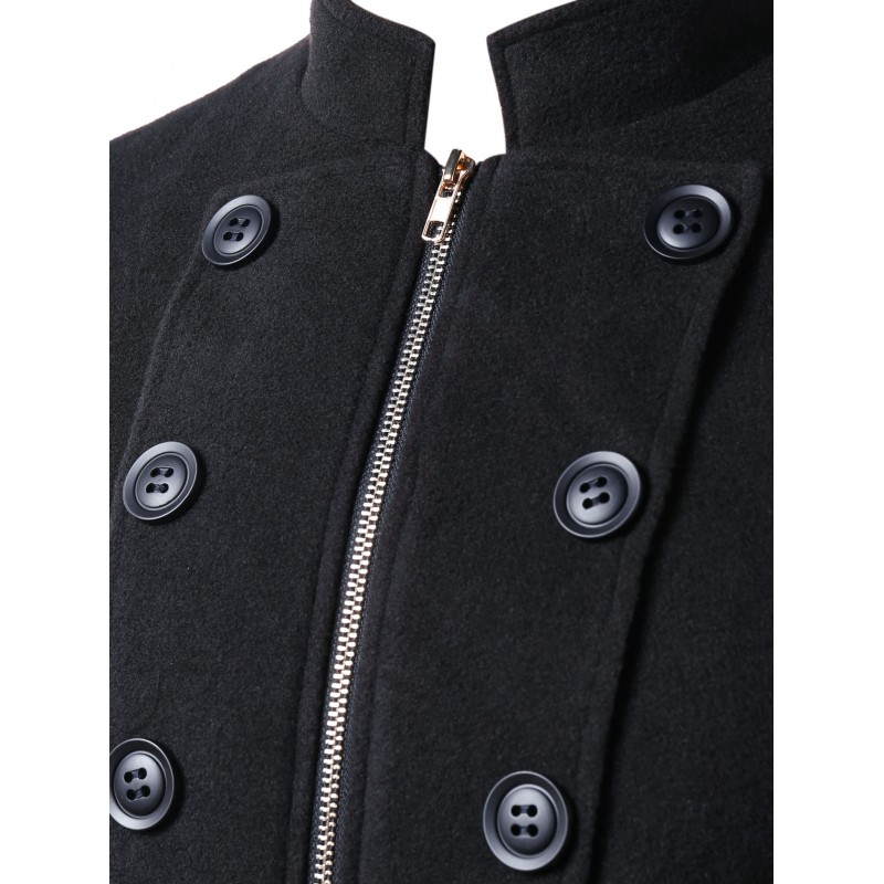 Amazon new men's stand collar double breasted zipper woolen suit coat windbreaker 9949
