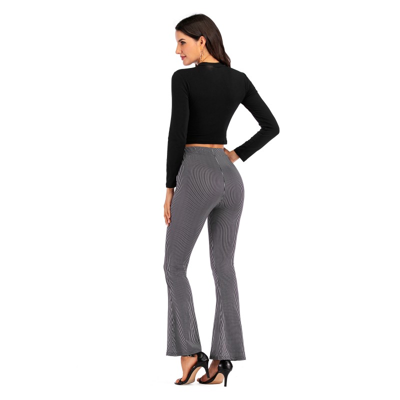 5974 Sumiton Amazon cross border women's fashion popular leopard flared pants women's high waist and wide leg pants