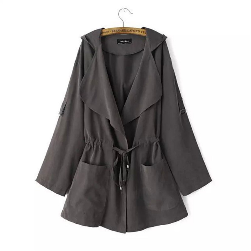 1901 spot quick sale Amazon foreign trade popular fashion medium and long hooded light windbreaker coat for women