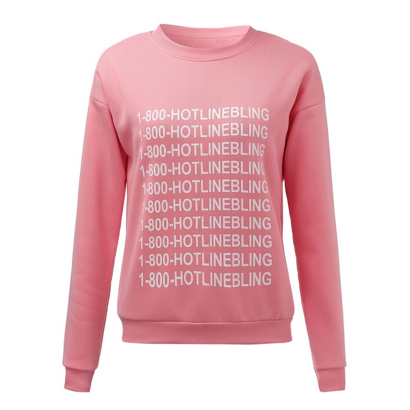 Amazon express Europe and America new letter printed pink sweater women's autumn and winter velvet casual round neck top
