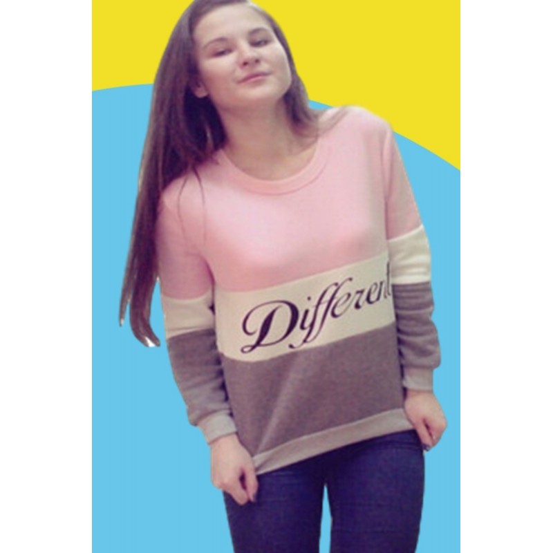 Amazon express Europe and the United States new letter printing color matching sweater women's autumn and winter wear Plush casual round neck top