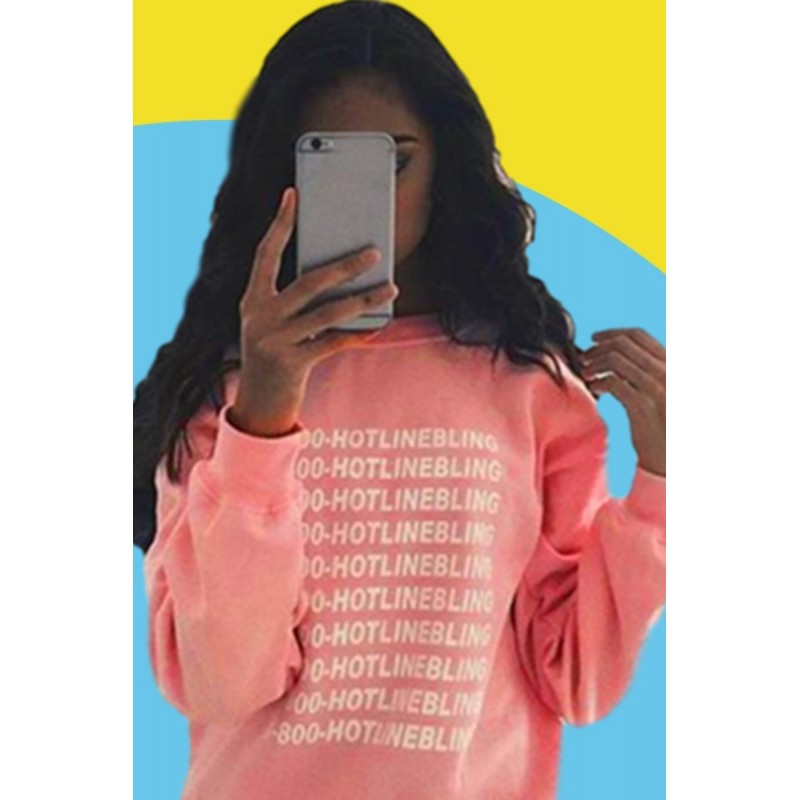 Amazon express Europe and America new letter printed pink sweater women's autumn and winter velvet casual round neck top