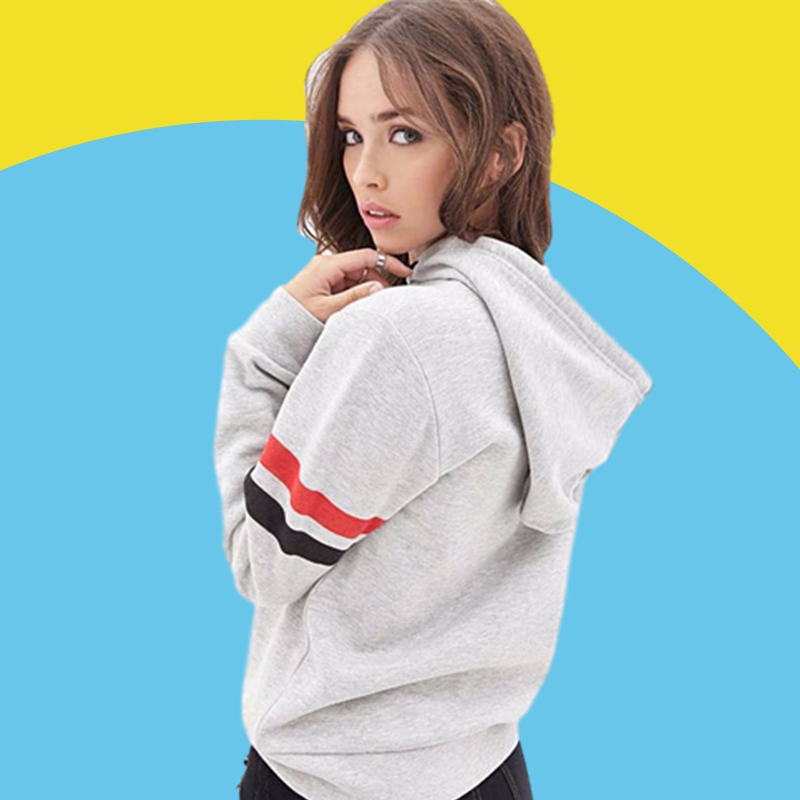 Amazon express European and American letter printed Hoodie women's autumn winter Plush loose drawstring casual top