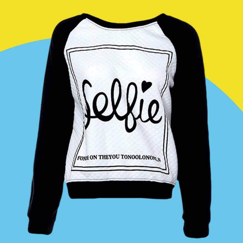 Amazon express Europe and the United States new alphabet printed sweater women's autumn and winter wear loose slim round neck top