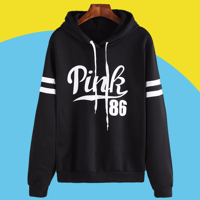 Amazon express Europe and the United States new letter printed Hoodie women's autumn and winter wear Plush fashion casual top